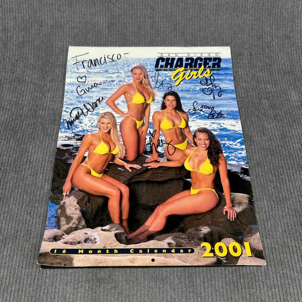 Vintage 2001 San Diego Charger Girls Swimsuit Calendar Multi Signed Autographed